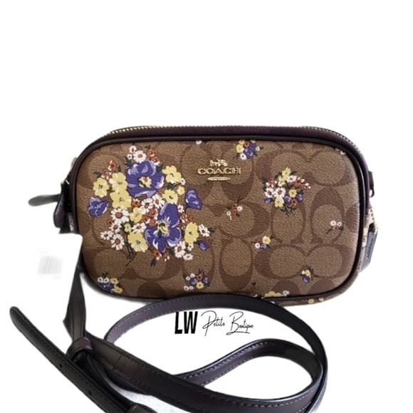 Coach Signature C Floral Brown Crossbody - Picture 1 of 7